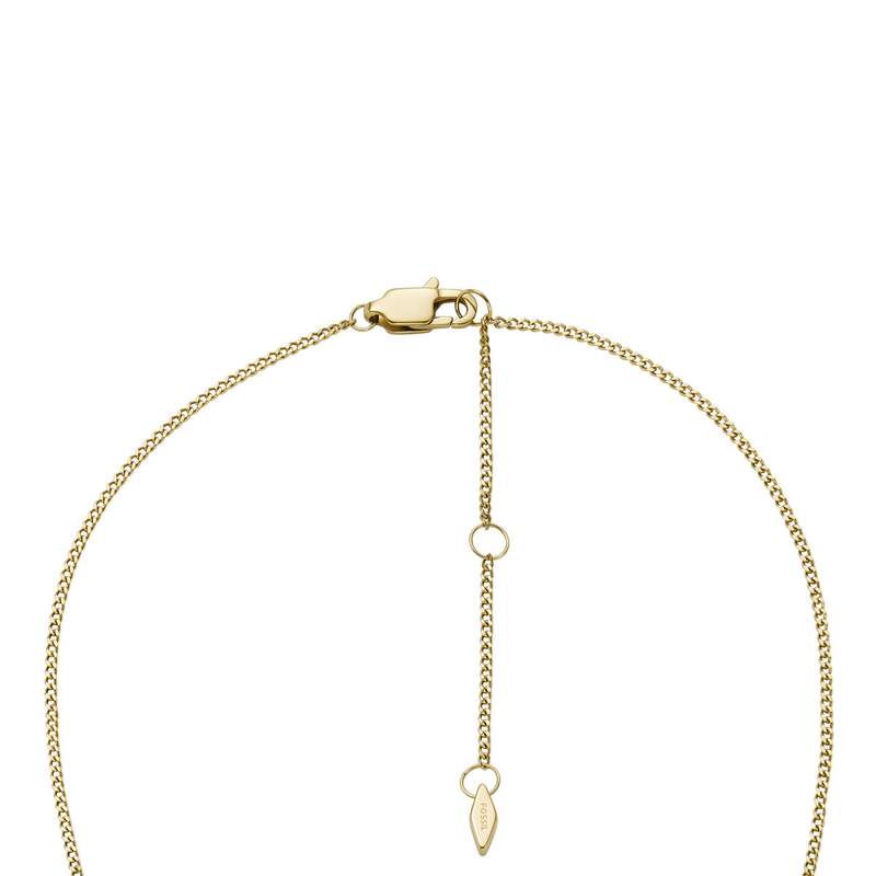 Collier FOSSIL acier inoxydable doré pendentif rond porte photo 40cm - vue 2