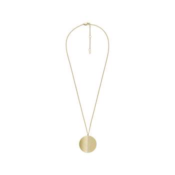 FOSSIL halsketting roestvrij staal goud rond fotohouder hanger 40cm