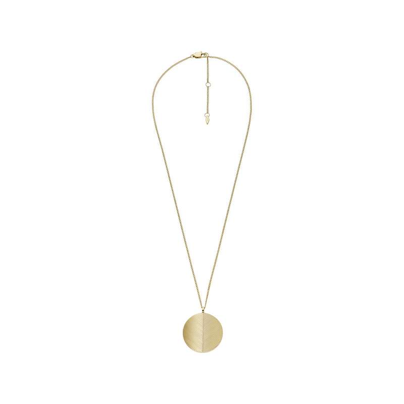 Collier FOSSIL acier inoxydable doré pendentif rond porte photo 40cm - vue 3