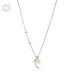Collier FOSSIL argent 925 bicolore lune, étoile et zirconias 47 cm - vue 1