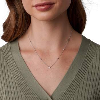 FOSSIL-ketting van 925 zilver met zirkonia's, 45 cm