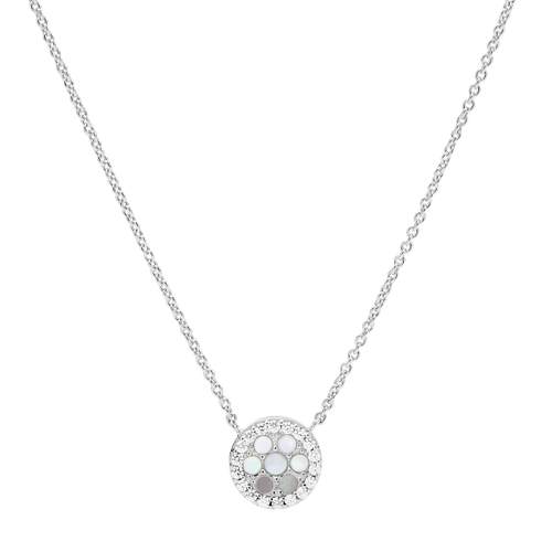 Necklace FOSSIL silver 925 mother-of-pearl and zirconias 45 cm