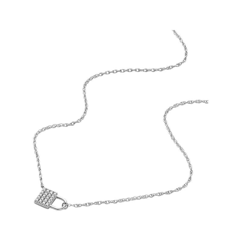 Collier FOSSIL argent 925 cadenas zirconias 45 cm - vue D1