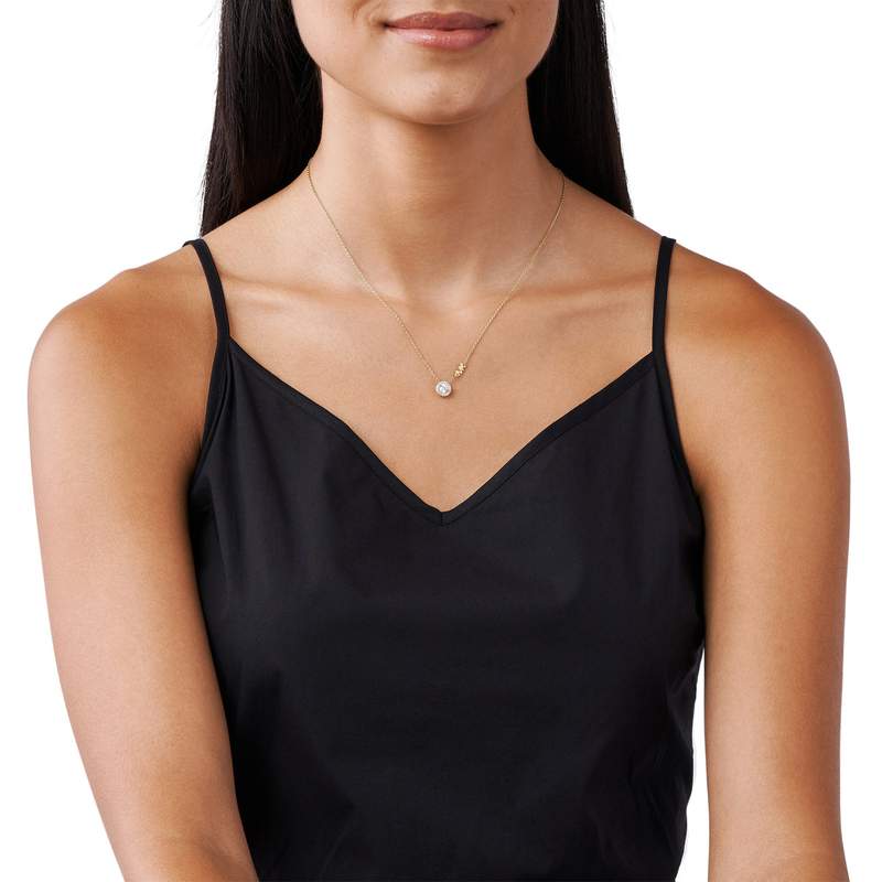 Collier MICHAEL KORS argent 925 doré zirconias 45 cm - vue porté 1