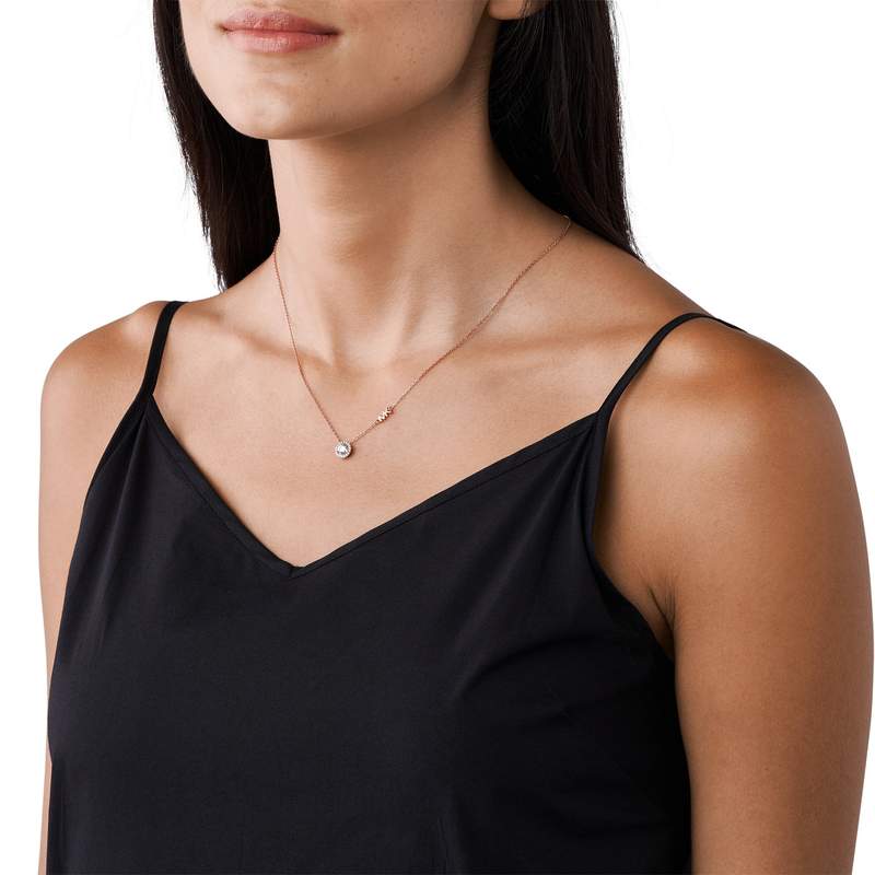 Necklace MICHAEL KORS silver rosé zirconias 45 cm - view worn 1