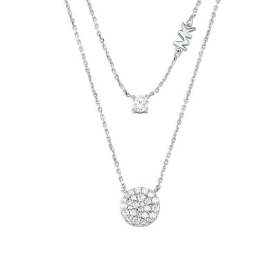 Ketting MICHAEL KORS dubbele rij zilver 925 gerhodineerd zirkonia's 45 cm