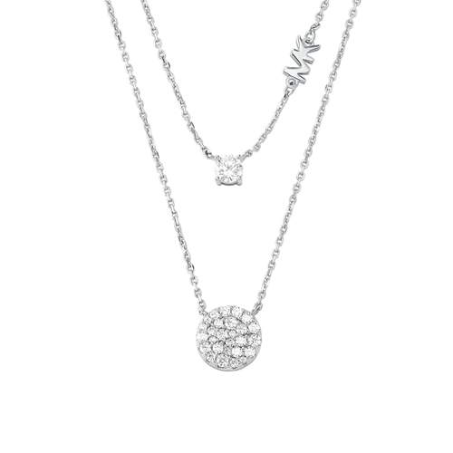 Collier MICHAEL KORS double rang argent 925 rhodié zirconias 45 cm