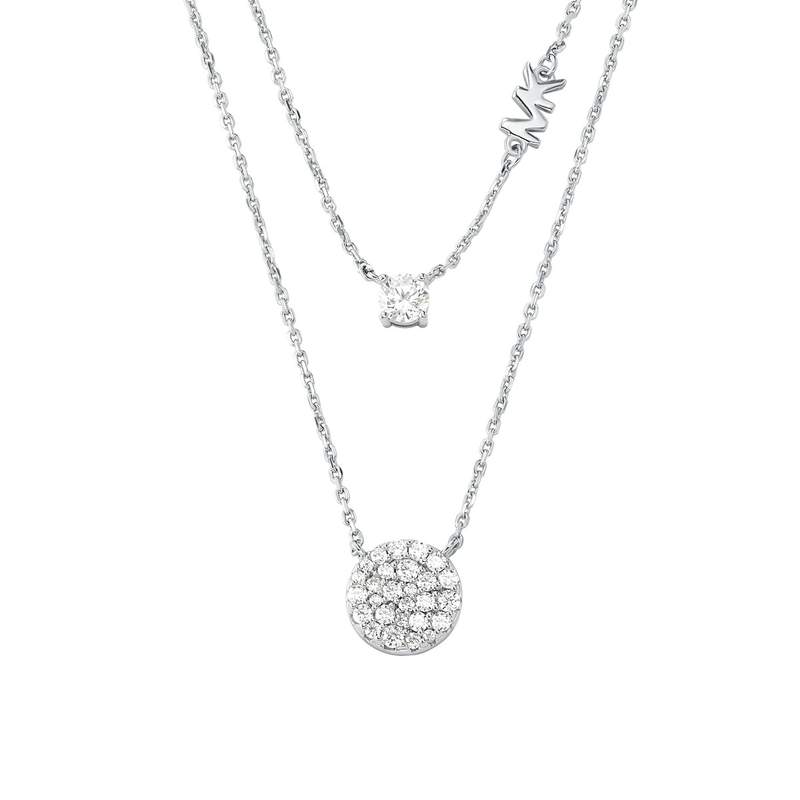 Collier MICHAEL KORS double rang argent 925 rhodié zirconias 45 cm - vue 1