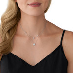 Collier MICHAEL KORS double rang argent 925 rhodié zirconias 45 cm - vue porté 1