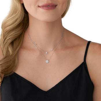 Collier MICHAEL KORS double rang argent 925 rhodié zirconias 45 cm