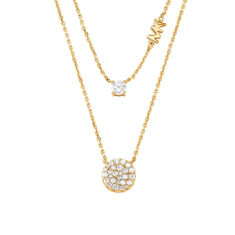 Collier MICHAEL KORS double rang argent 925 doré zirconias 45 cm - vue 1