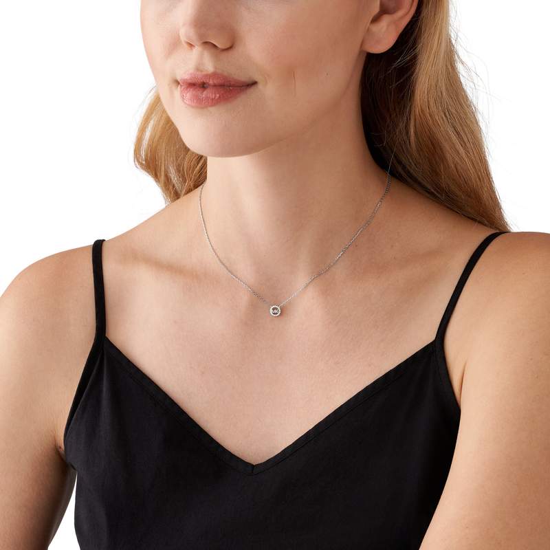 Collier MICHAEL KORS argent 925 rhodié zirconias 43 cm - vue porté 1