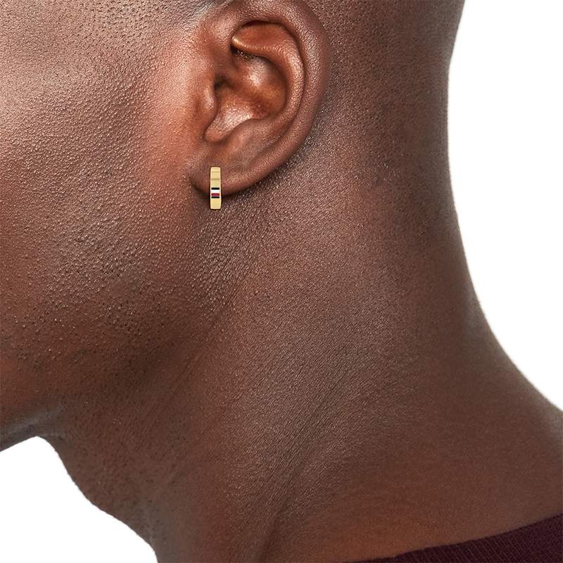 Boucles d'oreille acier doré jaune - vue porté 1
