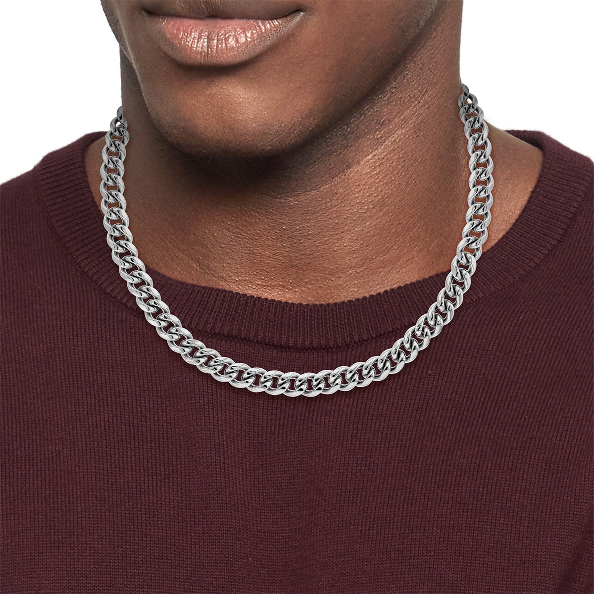 Collier acier gris 46cm - vue porté 1