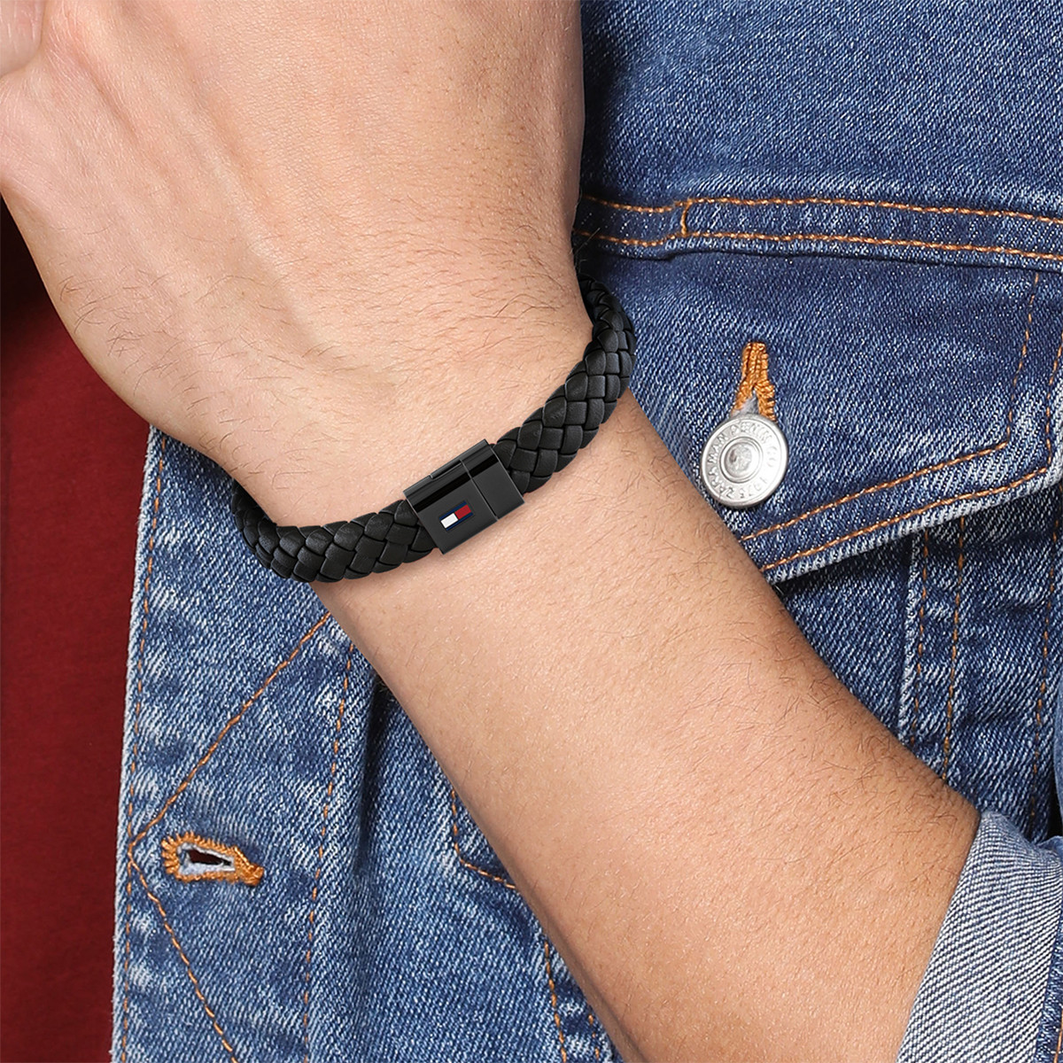 Bracelet cuir noir - vue porté 1