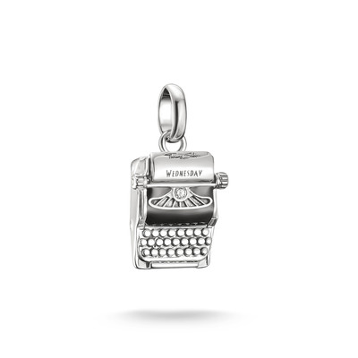Charm's THOMAS SABO X WEDNESDAY Machine à écrire Mercredi argent 925 zirconia noir