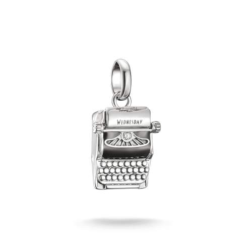 Bedel THOMAS SABO X WEDNESDAY Schrijfmachine woensdag 925 zilver zwarte zirkonia