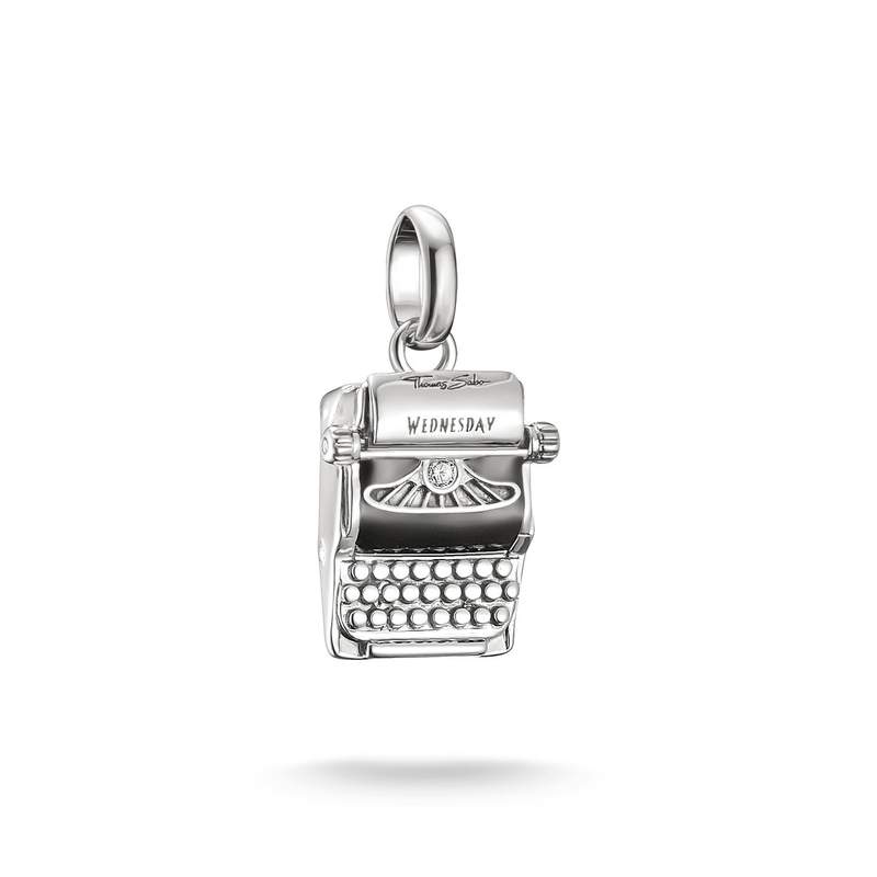 Charm's THOMAS SABO X WEDNESDAY Machine à écrire Mercredi argent 925 zirconia noir - vue 1