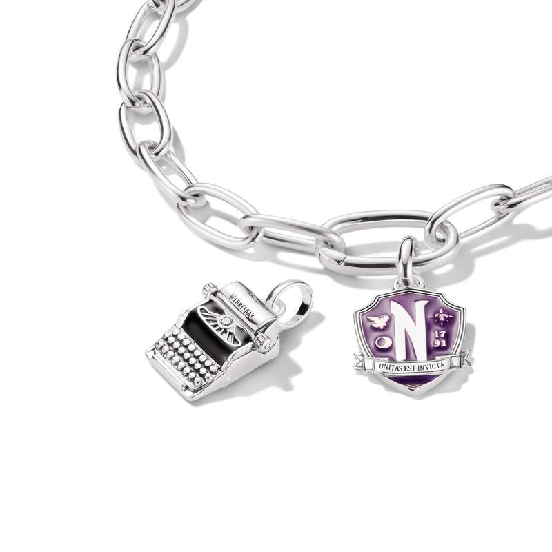 Charm's THOMAS SABO X WEDNESDAY Machine à écrire Mercredi argent 925 zirconia noir - vue D1