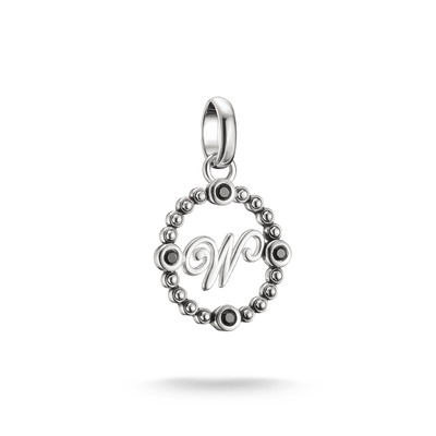 Charm's THOMAS SABO X WEDNESDAY W Mercredi argent 925 zirconia noir