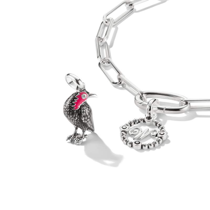 Charm's THOMAS SABO X WEDNESDAY Corbeau Mercredi argent 925 zirconia noir - vue D1
