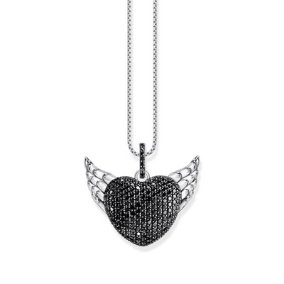 Pendant THOMAS SABO REBELLIOUS GLAM heart with wings silver 925 black zirconia
