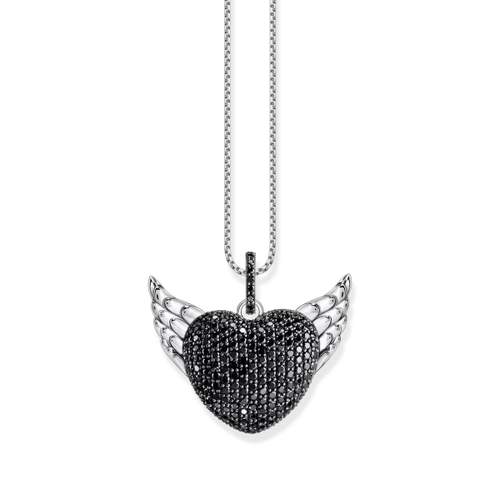 Pendentif THOMAS SABO REBELLIOUS GLAM coeur avec ailes argent 925 zirconia noir