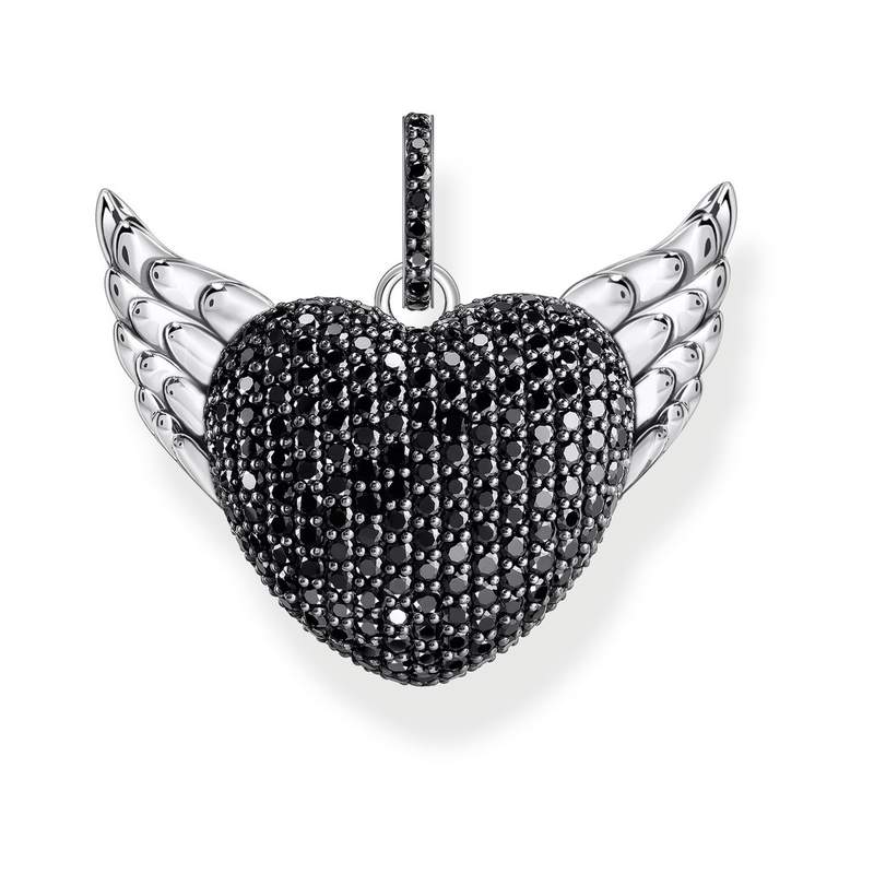 Pendentif THOMAS SABO REBELLIOUS GLAM coeur avec ailes argent 925 zirconia noir - vue 3