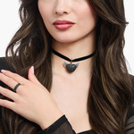 Pendentif THOMAS SABO REBELLIOUS GLAM coeur avec ailes argent 925 zirconia noir - vue porté 1