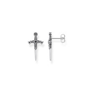 Boucles d'oreille THOMAS SABO REBEL KINGDOM épée argent 925 zirconia noir