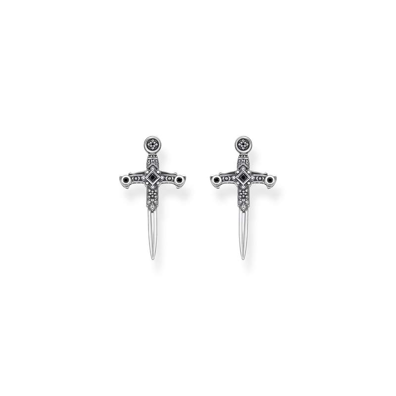 Boucles d'oreille THOMAS SABO REBEL KINGDOM épée argent 925 zirconia noir - vue 2