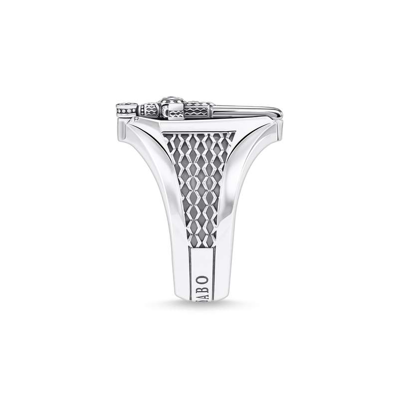 Chevaliere THOMAS SABO rebel kingdom épée argent 925 onyx noir zirconia - vue 2