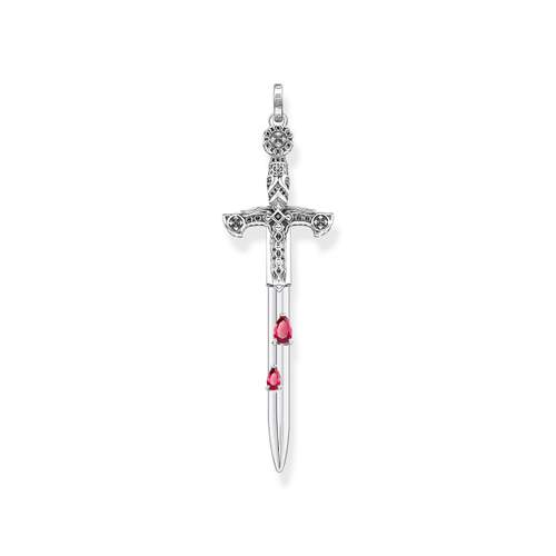 Pendentif THOMAS SABO REBEL KINGDOM argent 925 rubis synthetique rouge zirconia noir