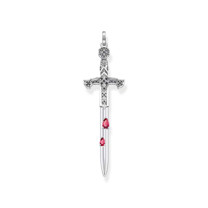 Pendentif THOMAS SABO REBEL KINGDOM argent 925 rubis synthetique rouge zirconia noir - vue 1