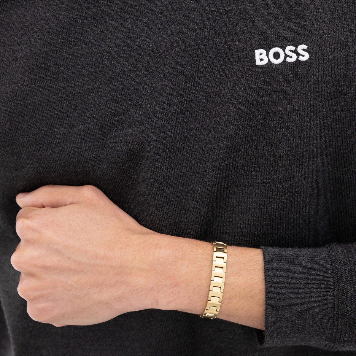 BOSS CANDOR JEWELRY gold-plated steel bracelet - worn view 1