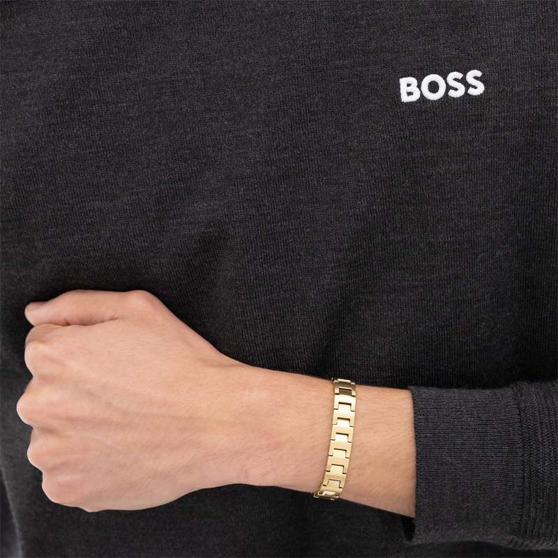 Bracelet BOSS CANDOR JEWELRY acier doré - vue porté 1