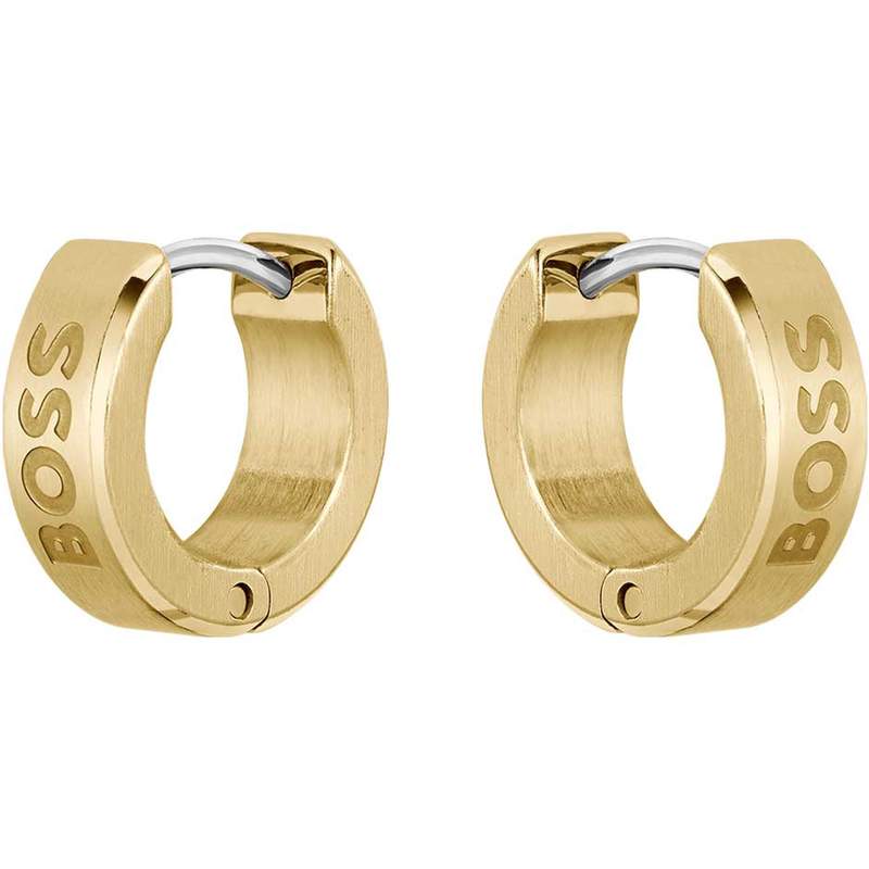 Boucles d'oreille BOSS acier doré - vue 1