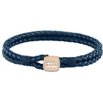 Bracelet cuir bleu fonce - vue 1