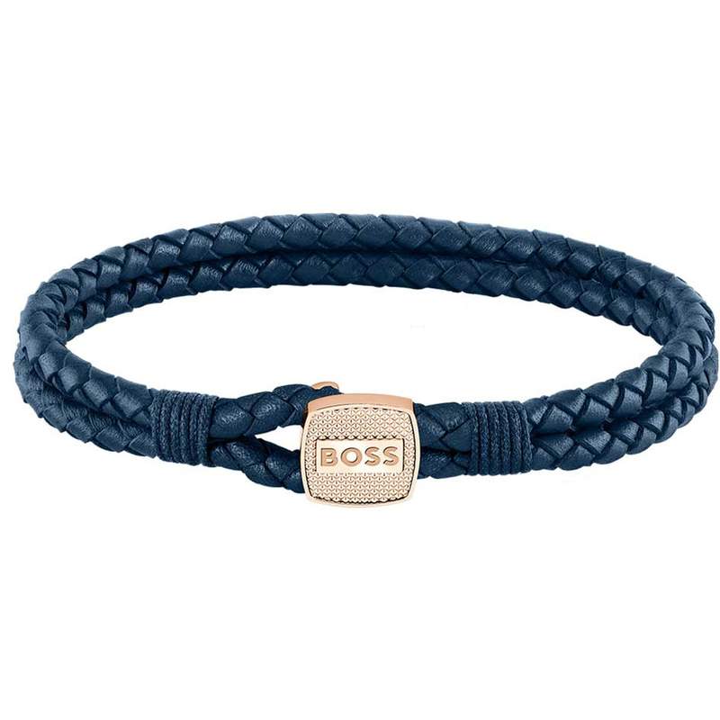 Bracelet cuir bleu fonce - vue 1