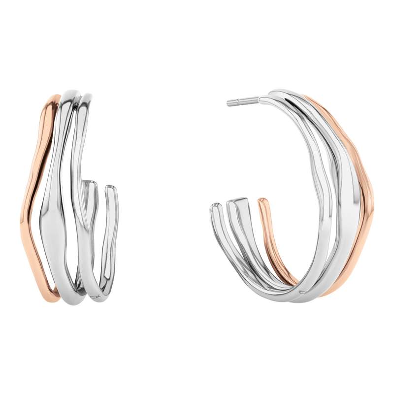 Boucles d'oreilles acier bicolore - vue 1