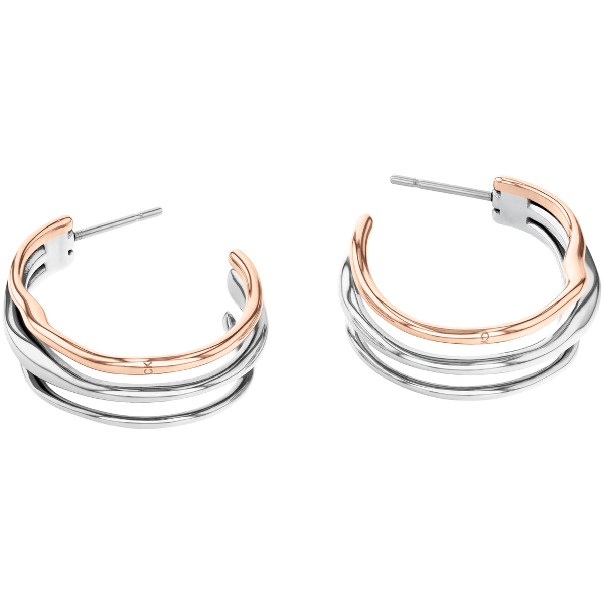 Boucles d'oreilles acier bicolore - vue 3