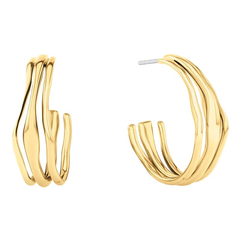 Boucles d'oreilles acier doré jaune - vue 1