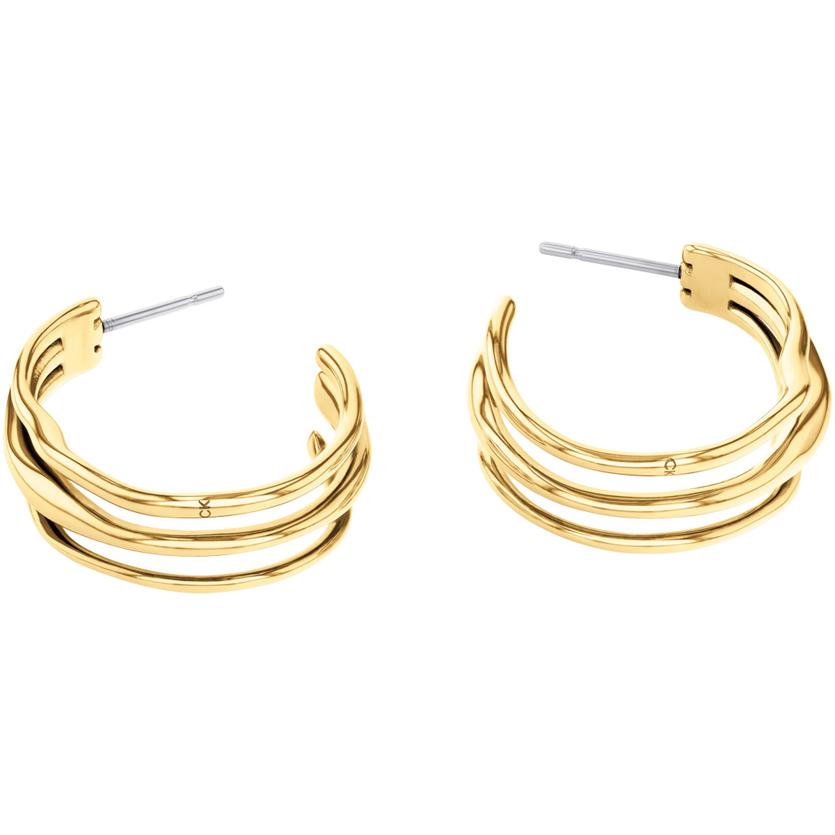 Boucles d'oreilles acier doré jaune - vue 3
