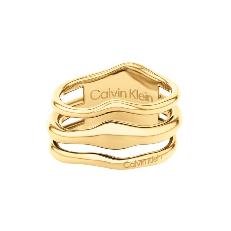 Bague acier doré jaune - vue 1