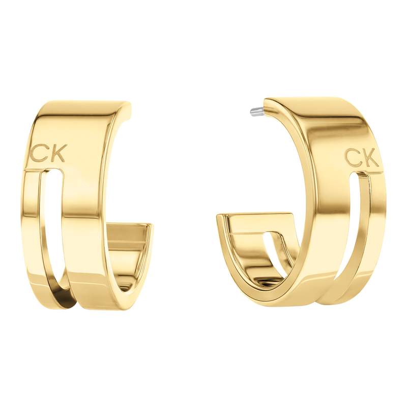 Boucles d'oreille acier doré jaune - vue 1