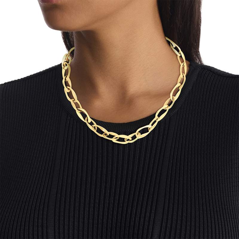 Collier acier doré jaune 50cm - vue porté 1
