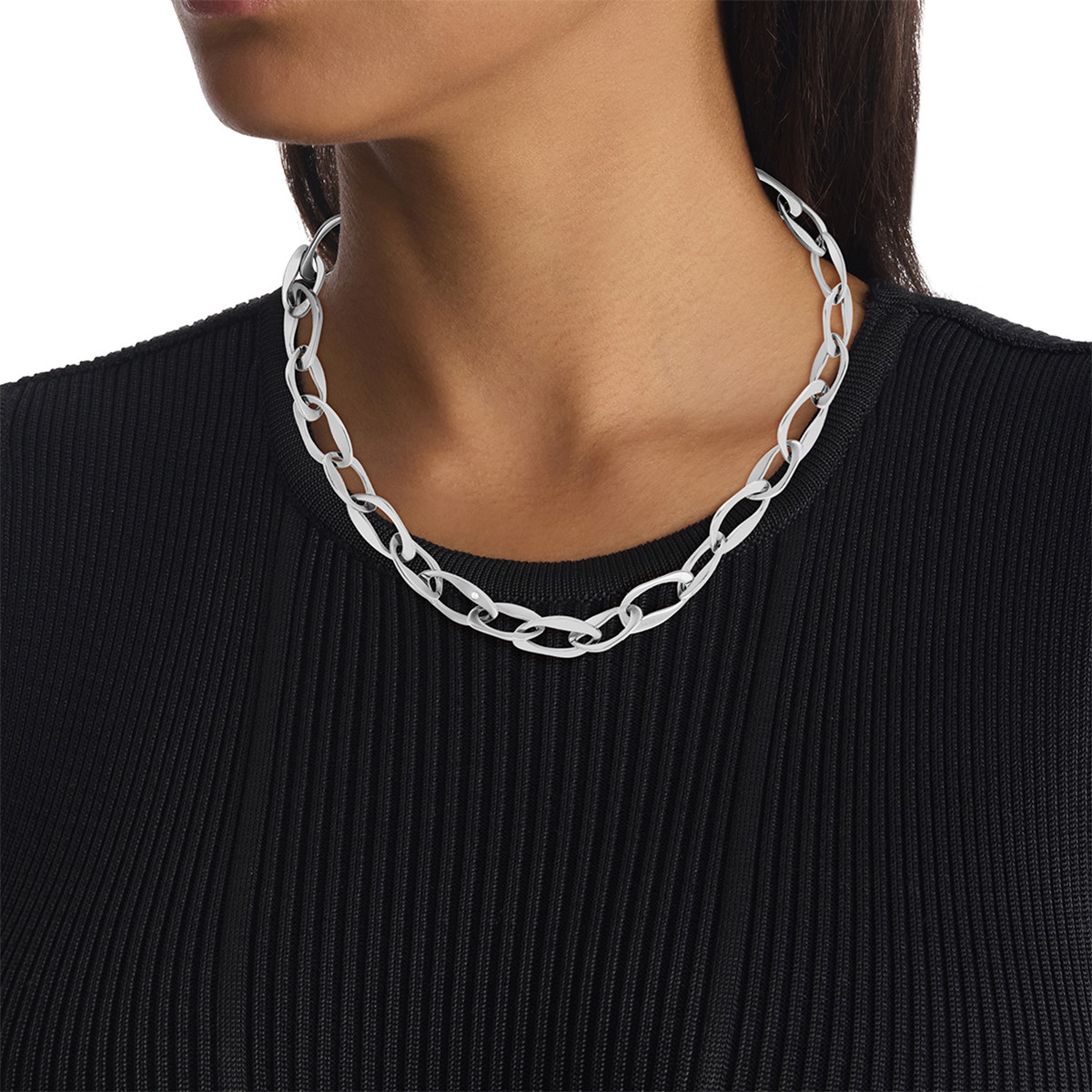 Collier acier argent 50 cm - vue porté 1