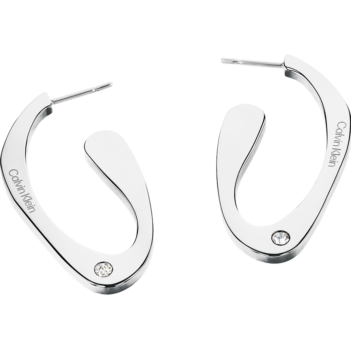 Boucles d'oreille acier argent - vue 2