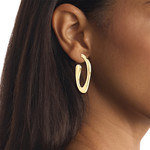 Boucles d'oreilles acier doré jaune - vue porté 1