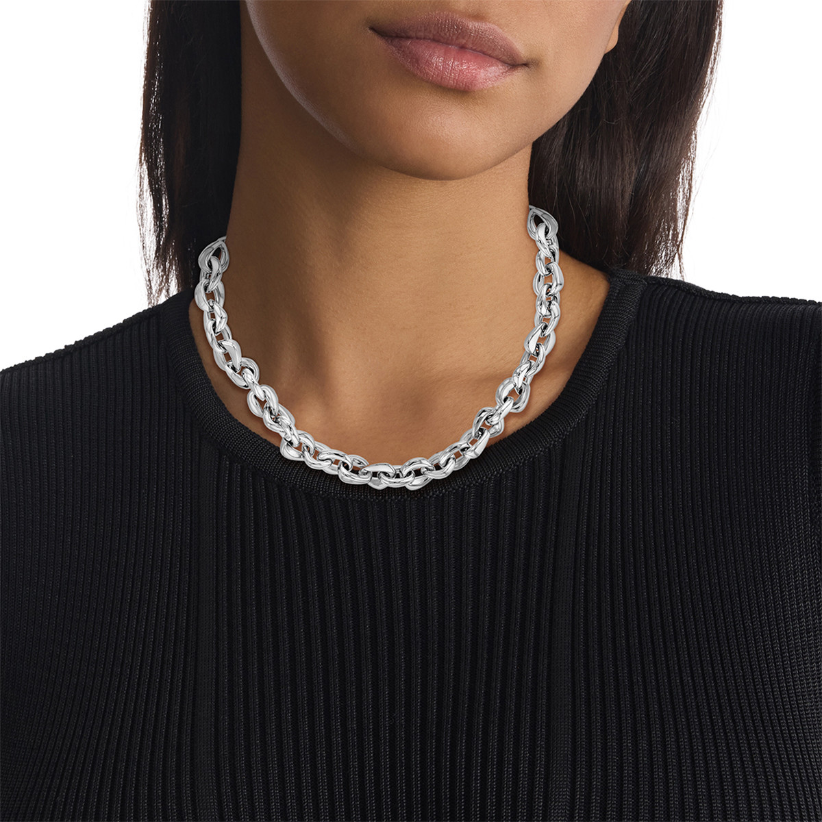 Collier laiton argent 42cm - vue porté 1